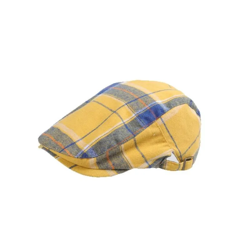 Boné Plano Gatsby Newsboy, Chapéu De Poliéster Xadrez Para Homens