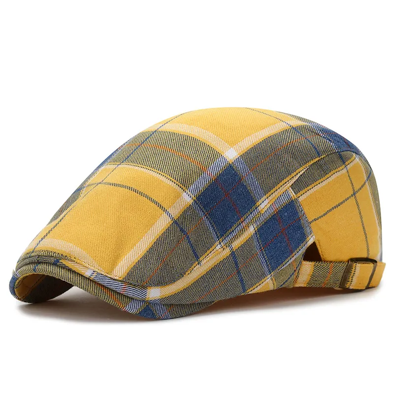 Chapéu De Boné Plano Com Design Xadrez Para Homens Poliéster 70g