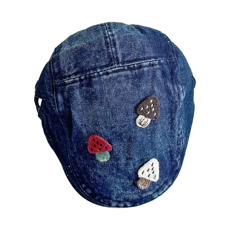 Jeans De Boné Plano Com Cogumelos Bordados Para Homens E Mulheres
