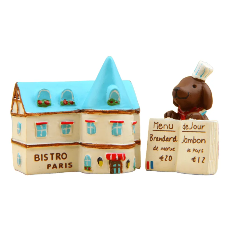 Estatueta De Resina Para Cães Bistro Charming Com Menu De Restaurante De 3,3 Cm