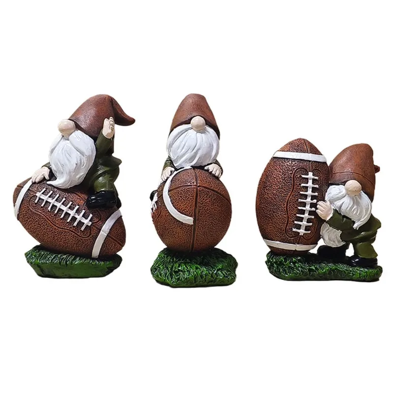 Conjunto De Esculturas De Jardim Com 3 Resinas De Gnomo Com Tema De Futebol