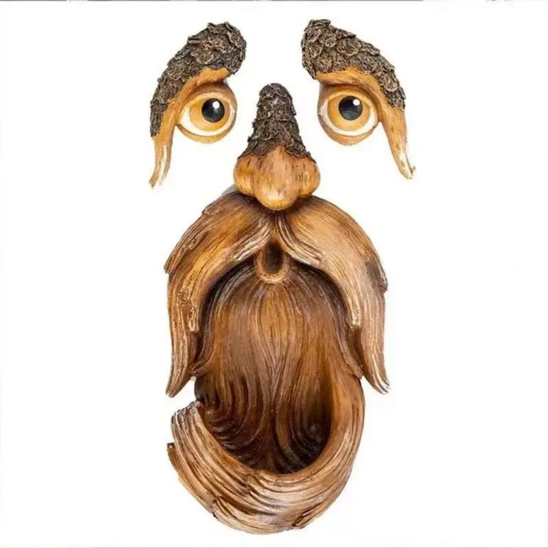 Escultura De Rosto De Árvore Para Decoração De Jardim Com Alimentador De Pássaros
