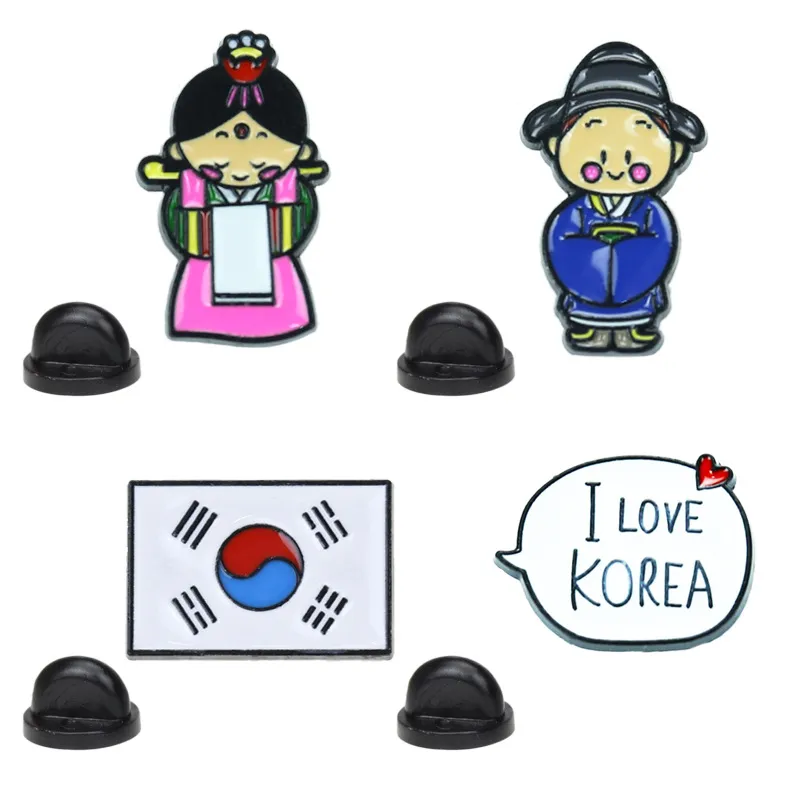 Conjunto De Alfinetes De Broche, Emblemas De Lapela De Liga Leve, Cultura Coreana, Hanbok