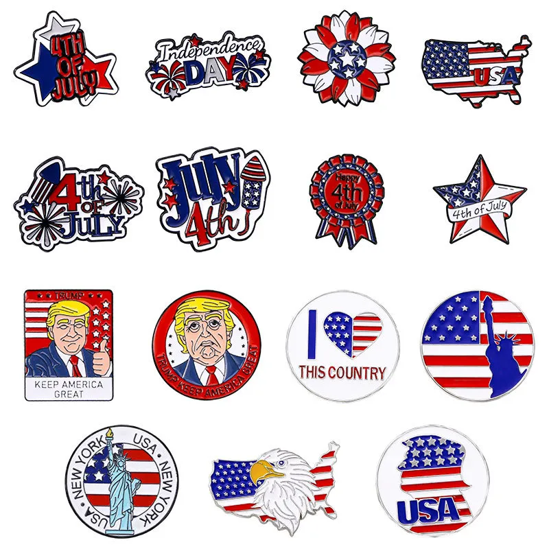 Conjunto De Alfinetes De Broche Com Emblemas De Lapela De Liga Patriótica Dos Eua Em 4 De Julho