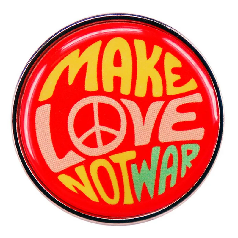 Broche Make Love Not War, Alfinete De Lapela Redondo Retrô, Símbolo Da Paz