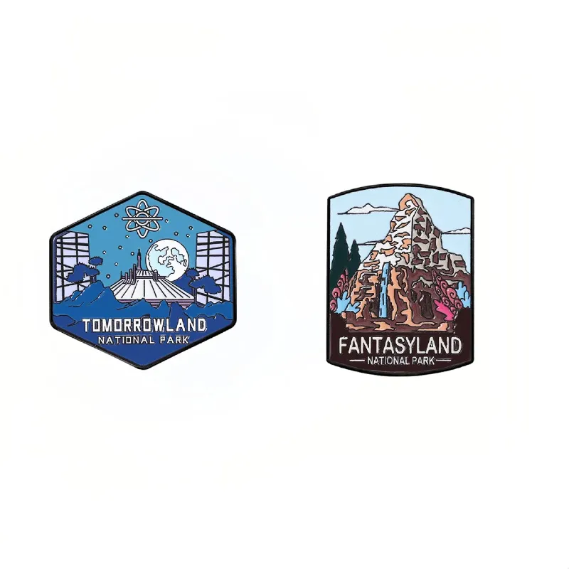 Brooch Pins National Park Style Fantasy Landscape, 2 Unidades