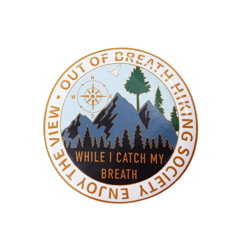 Broche Pin Out Of Breath Hiking Society Round Alloy Enamel