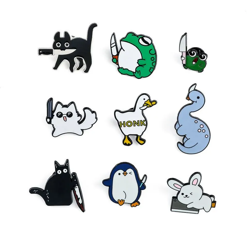 Conjunto De Broches Funny Cartoon Animal Cat Dog Bunny Alloy