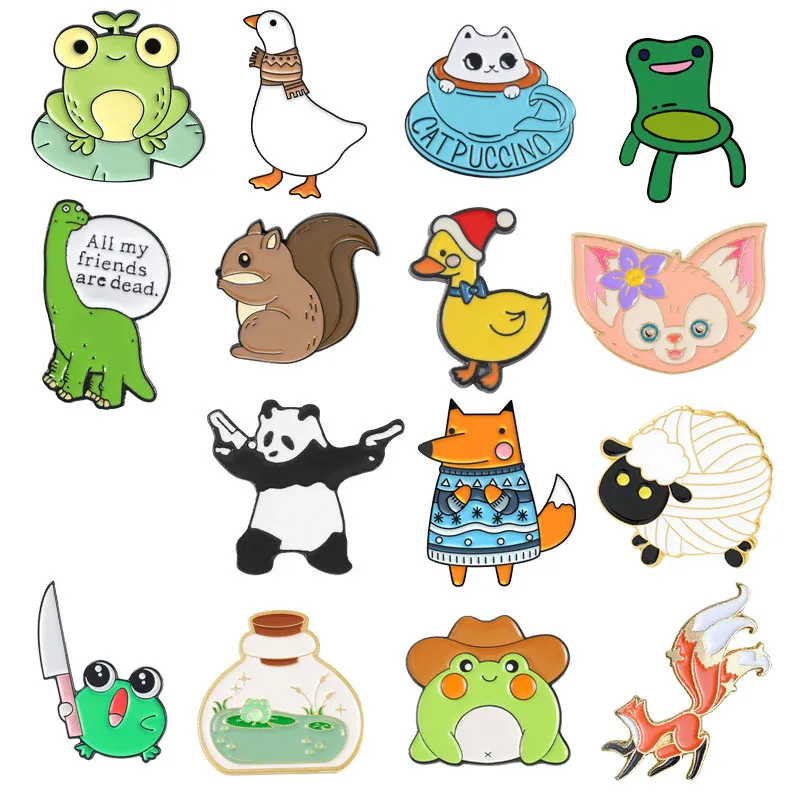 Conjunto De Broches Creative Cartoon Animal Frog Panda Fox