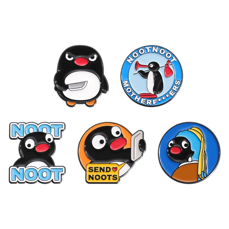 Conjunto De Broches, Pinguim De Desenho Animado, Distintivo De Lapela De Animais Engraçados