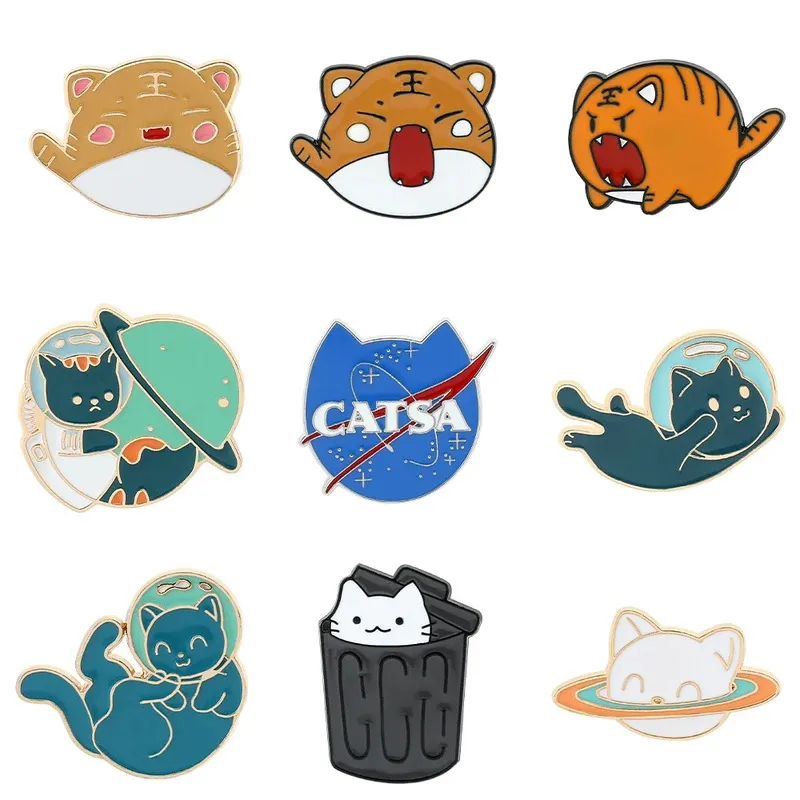 Conjunto De Broches Cute Cartoon Cat Creative Alloy Blouse
