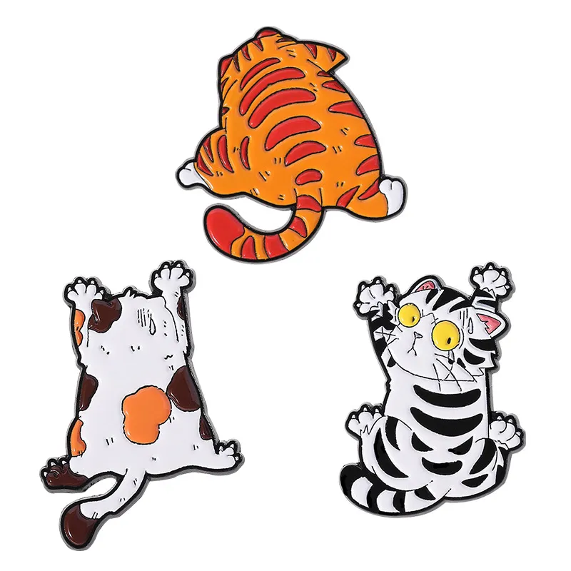 Conjunto De Alfinetes De Broche Funny Cartoon Cat Enamel Pin X3