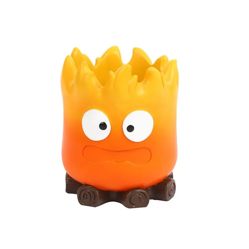 Porta-canetas Creative Resin Flame Cartoon Fire Design