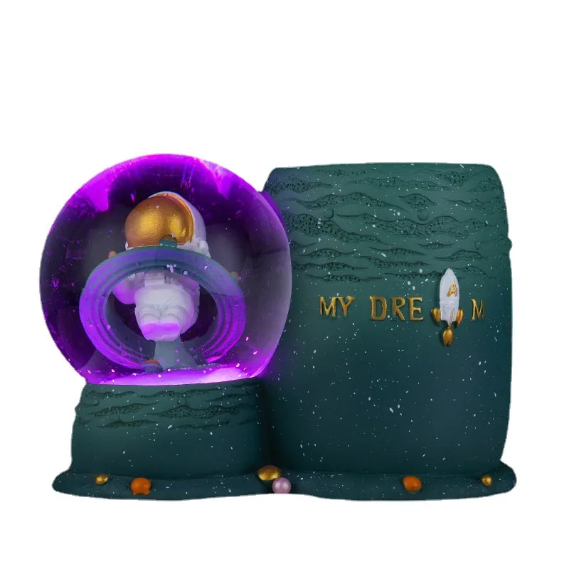 Porta-canetas Creative Astronaut Com Luz Ufo Crystal Ball Light