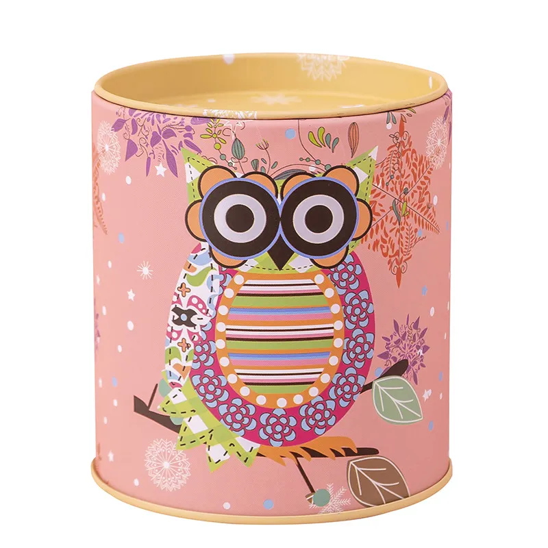 Porta-canetas Porta-lápis De Metal Cartoon Owl Decorativo