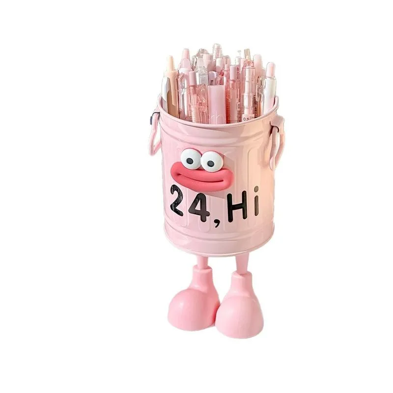 Porta-canetas Cartoon Trash Can Design Plastic Pink 500g