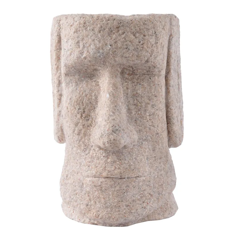 Porta-canetas Resin Easter Island Head Stone Texture 400g