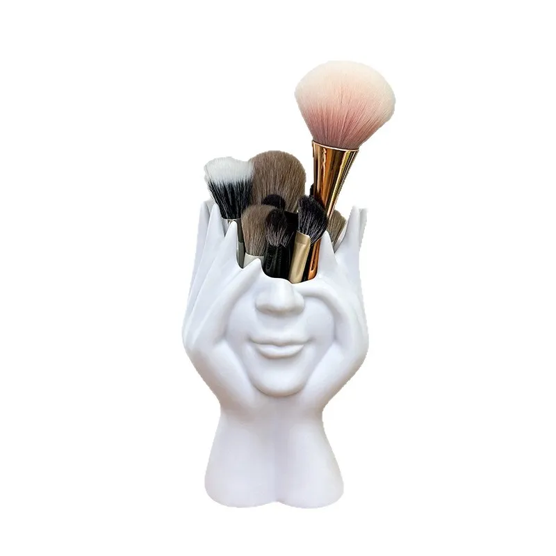 Porta-canetas Com Design Facial Artístico De Vinil De Resina De Estilo Nórdico