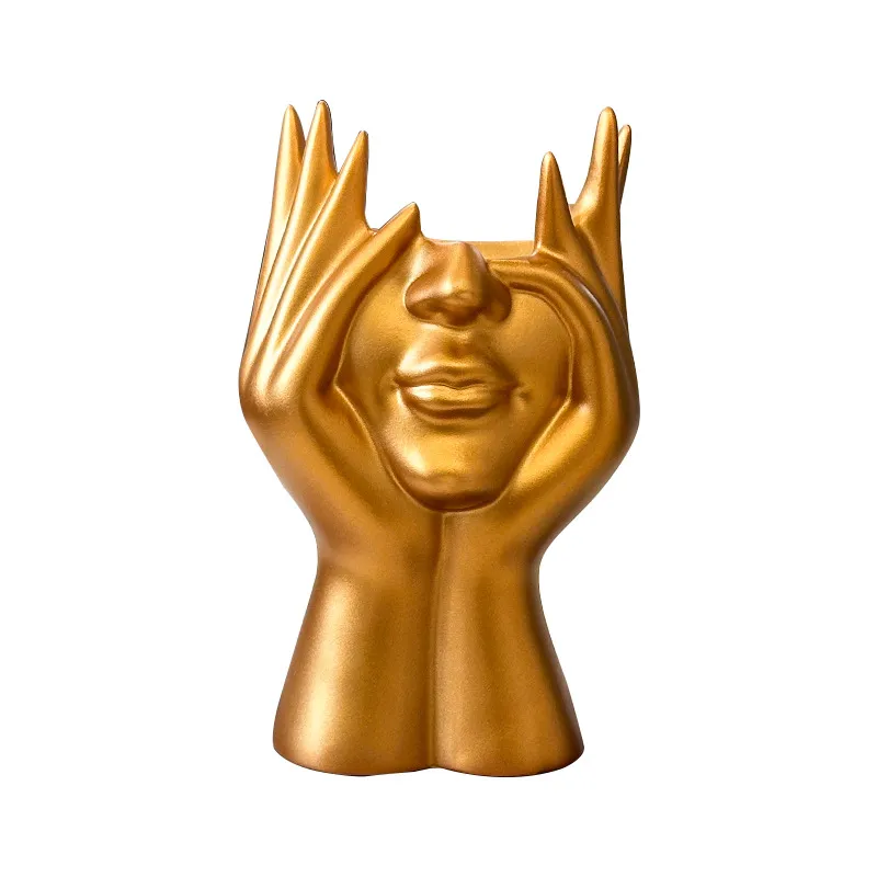 Porta-canetas, Escultura, Resina De Vinil Golden Face, 140 G, 17 Cm