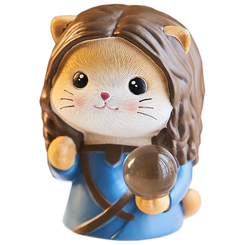 Porta-canetas Creative Pearl Cat Design Resin Organizer