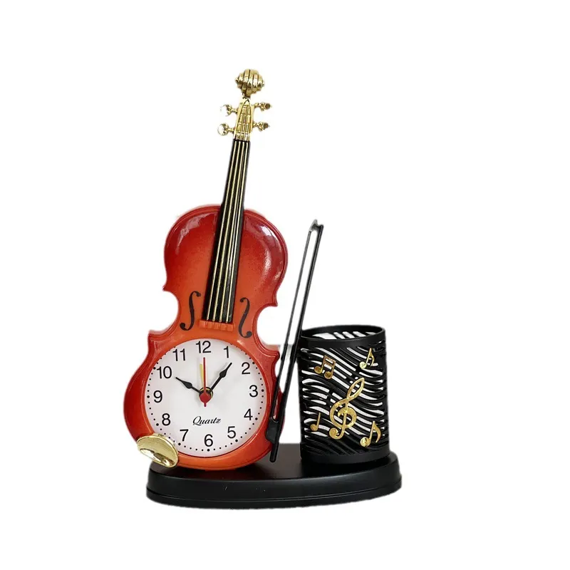 Porta-canetas Relógio De Violino Porta-lápis De Plástico Desktop Organi