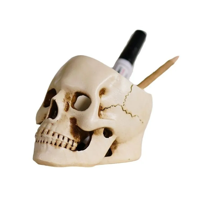 Porta-canetas Skull Resin Gothic Style Organizer