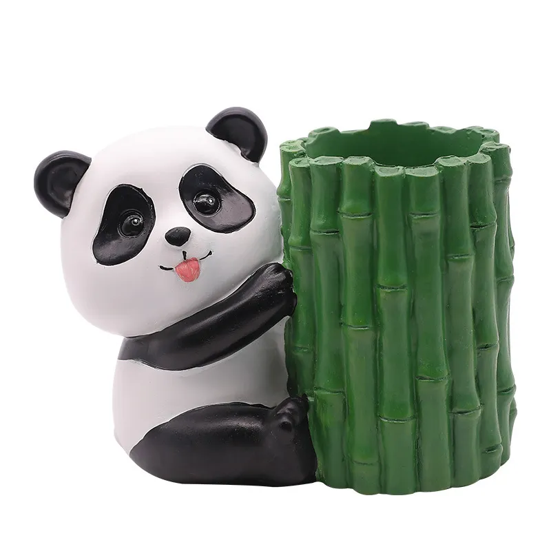 Porta-canetas Cute Panda Resin Pen Pot Organizer