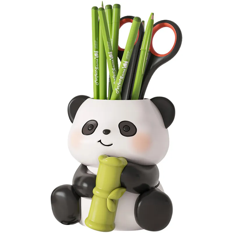 Porta-canetas Cute Panda Resin Pen Pot Organizer