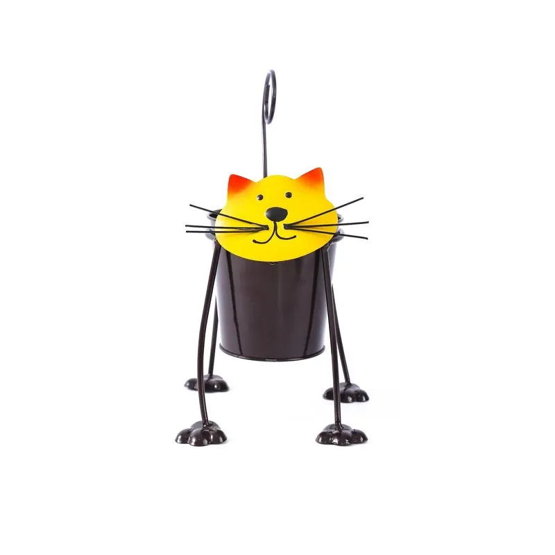 Porta-canetas Creative Cat Iron Pencil Pote 15x23x24cm Amarelo