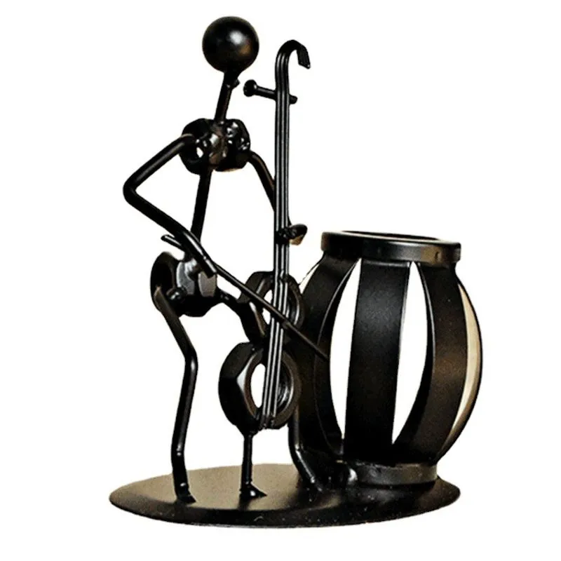 Porta-canetas Creative Iron Musician Design 13,5 X 6,5 X 13,5 Cm