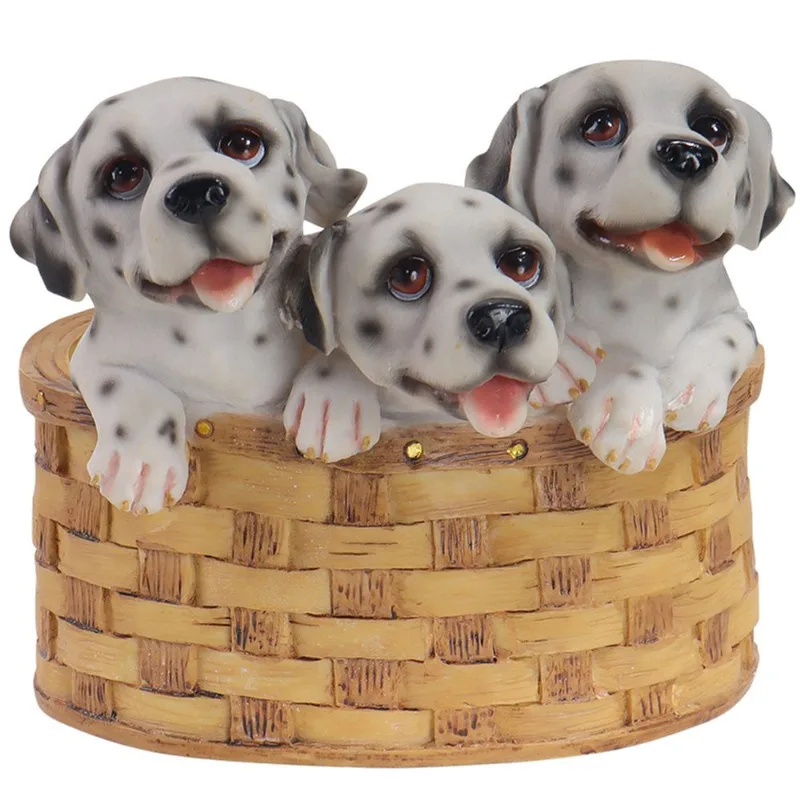 Cachorro De Resina De Vaso De Flores, Lindo Animal De Desenho Animado Com Três Filhotes