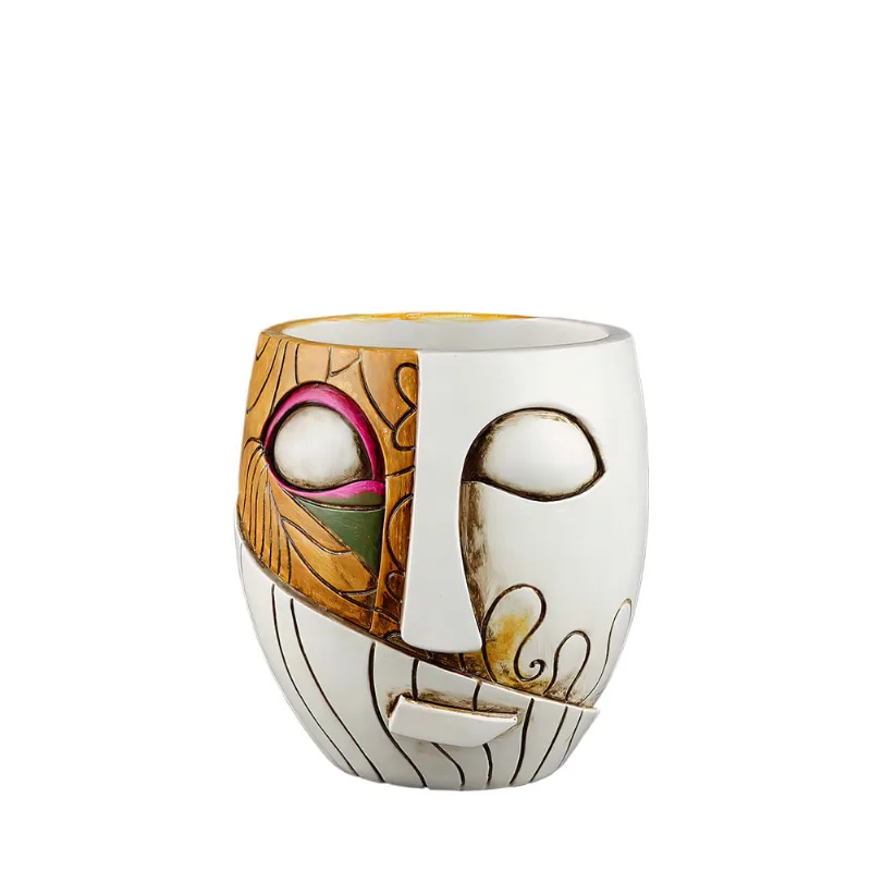 Design Moderno De Máscara Facial Abstrata De Resina De Vaso De Flores