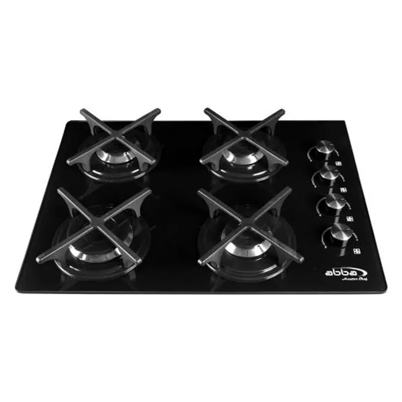 Estufa Empotre Abba 4P Vidrio, Cg401V3C Negra, Gas Propano