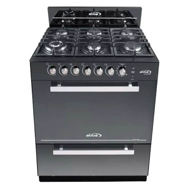 Estufa Abba 6P En Vidrio, Horno Con gratin. Rg 803-5 Gt Negra, Gas Propano