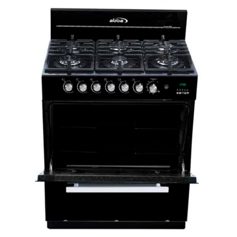 Estufa de piso con horno Abba Master Chef RG 803 4N GT Gas 6 Puestos Timer gratinador Vidrio Negro