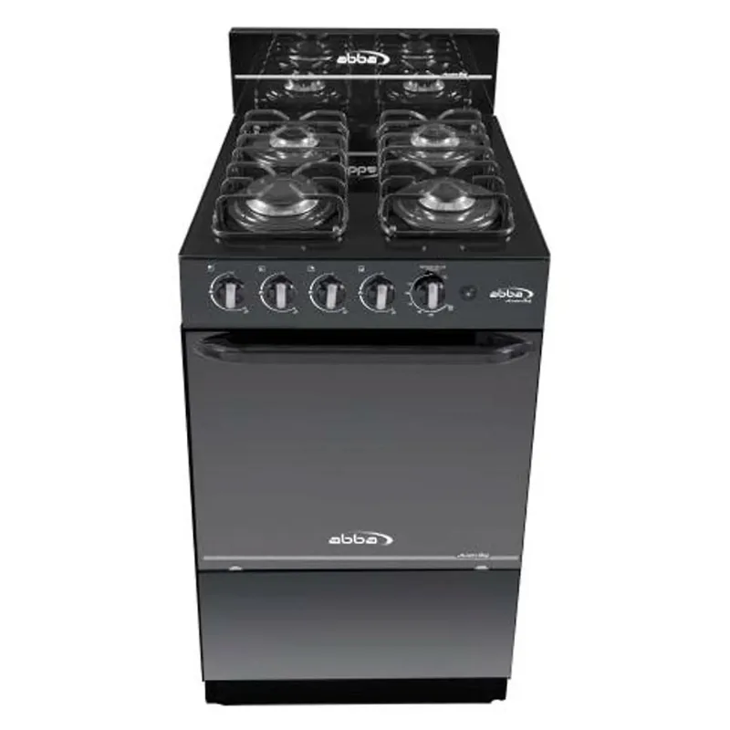 Estufa Abba 4P En Vidrio, Horno, Ag 101-5 Negra, Gas Propano
