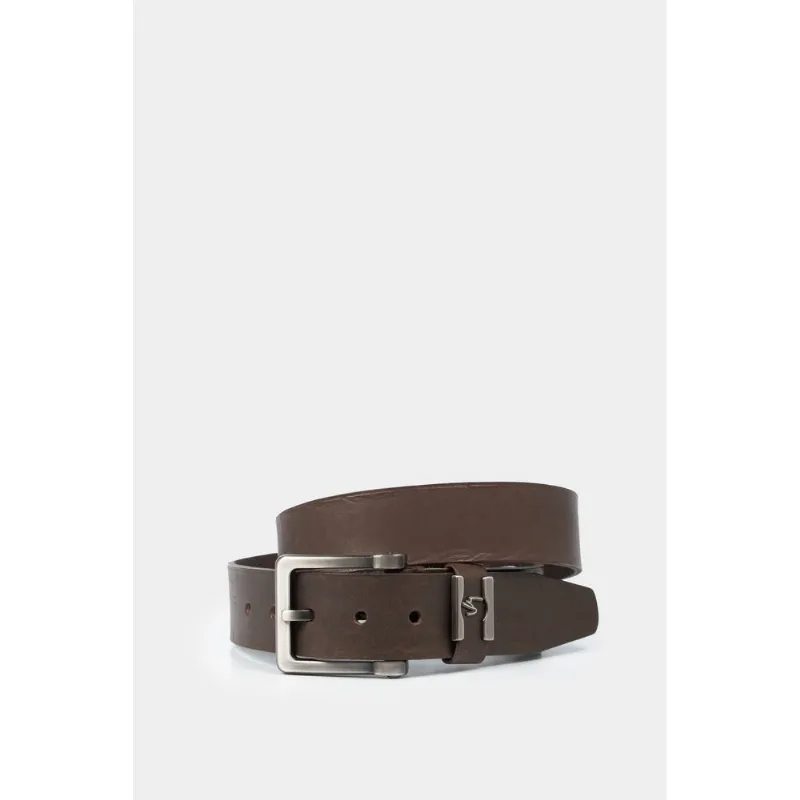 Cinturón unifaz Wrinkle de cuero para hombre CAFE 30