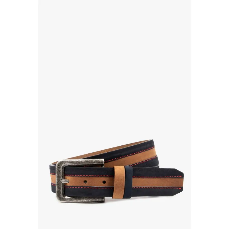 Cinturón unifaz Matched de cuero para hombre Azul Oscuro 32
