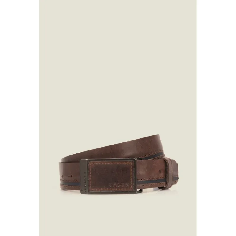 Cinturón unifaz Vintage de cuero para hombre CAFE 44