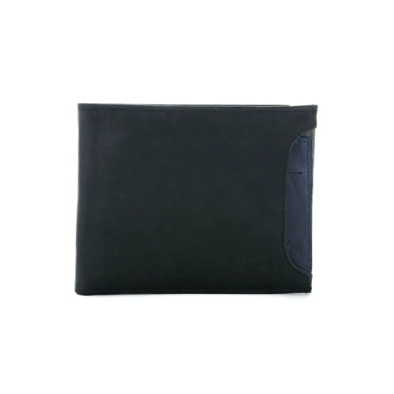 Billetera Arce multifuncional de cuero para hombre Negro