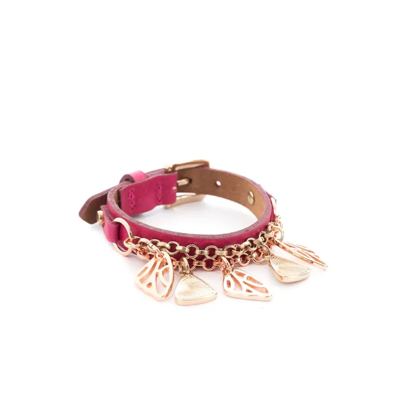 Manilla Neptunia de cuero para mujer Fucsia