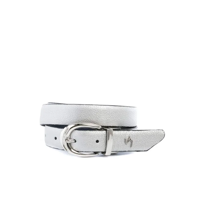 Cinturón doble faz Black de cuero para mujer Plata XL