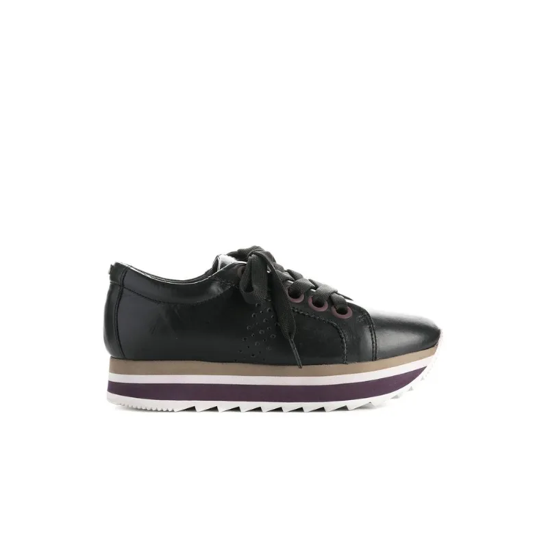 Tenis Almeria de cuero para mujer Negro 39