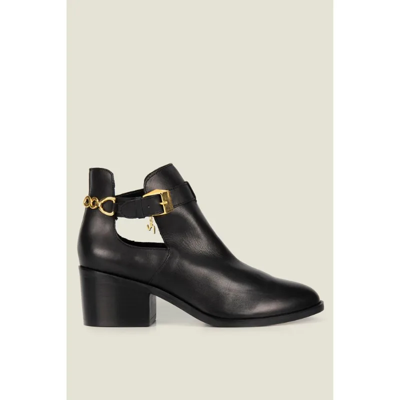 Botines Chain de cuero para mujer Negro 37