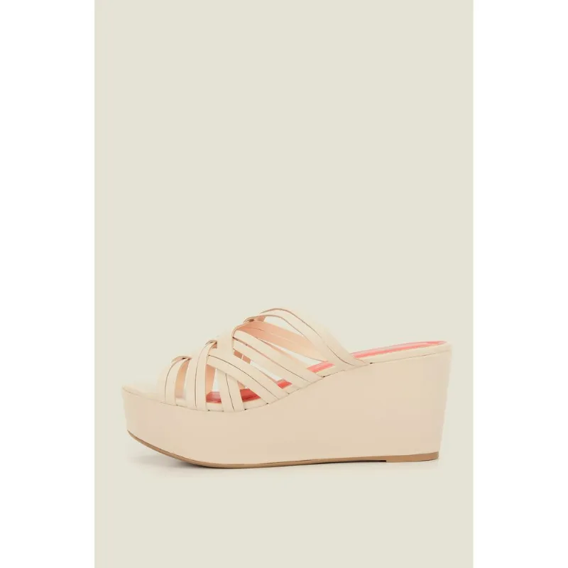 Sandalias plataforma Artemisa de cuero para mujer Beige 37