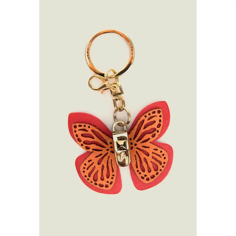 Llavero Butterfly de cuero para mujer ROJO