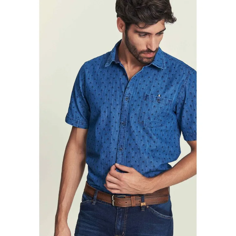 Camisa Miltiera manga larga para hombre Azul XL