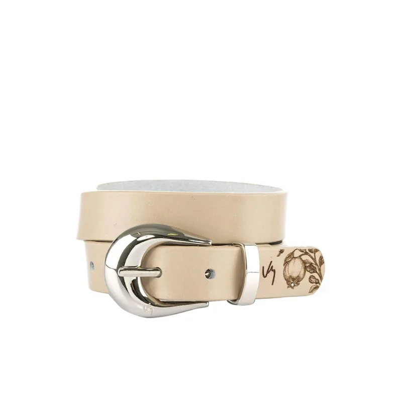 Cinturón Unifaz Vibrante de cuero para mujer Beige M