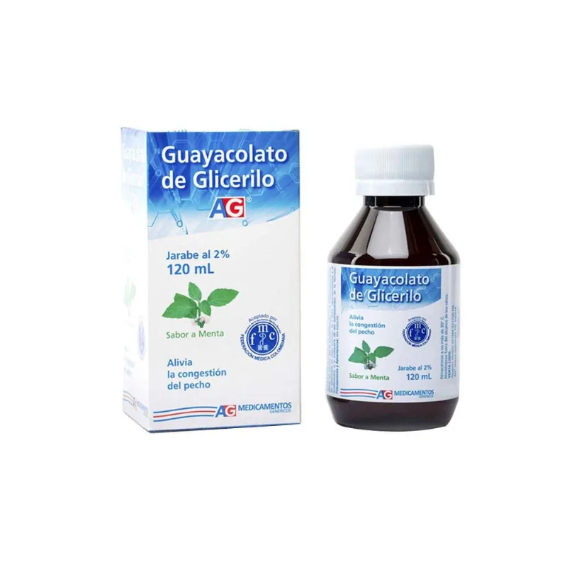 Guayacolato de Glicerilo 2 % Jarabe Caja con Frasco con 120 Ml - Sabor a Menta