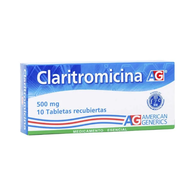 Claritromicina 500 Mg Caja con 10 Tabletas Recubiertas